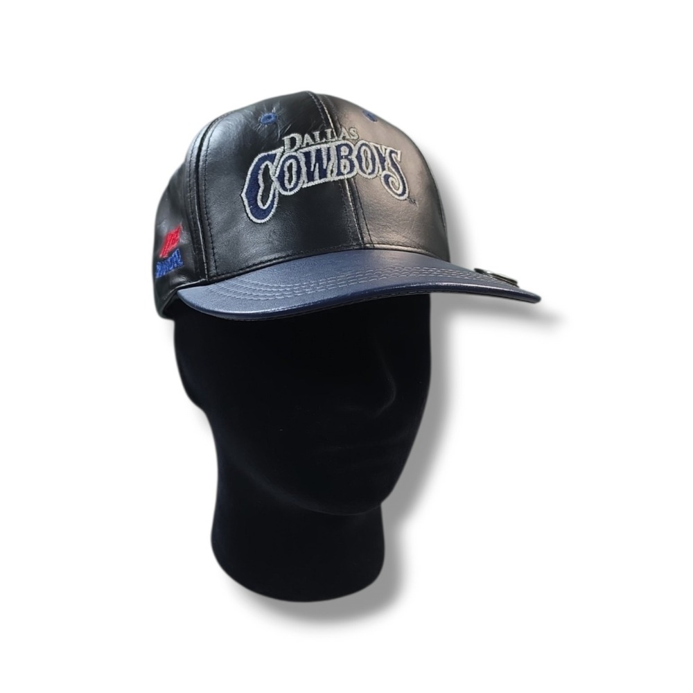Vintage Dallas Cowboys Snapback Black Leather 90s USA Made Modern Brand Hat Cap